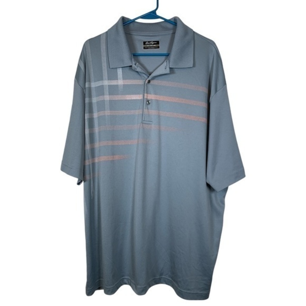 Ben Hogan Gray Blue Golf Performance Stripe Shirt Size 2XL EUC #DS-1534